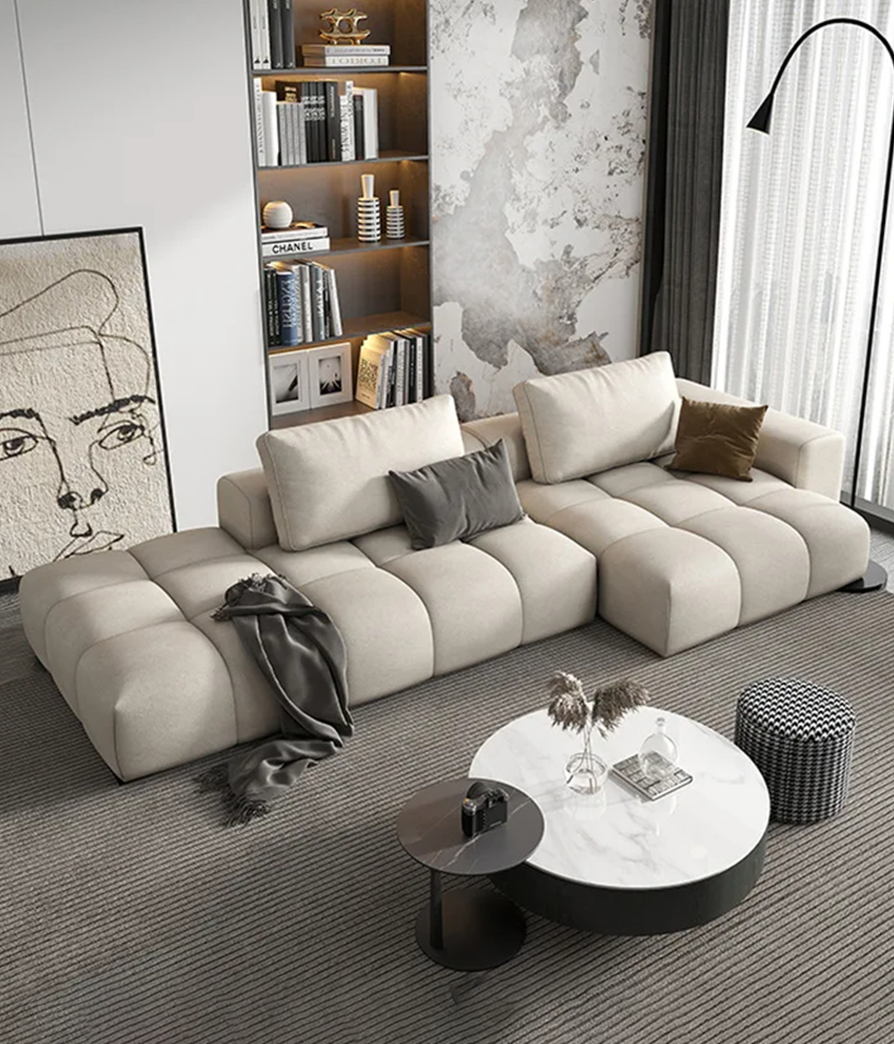 Italian design cream style fabric sofa