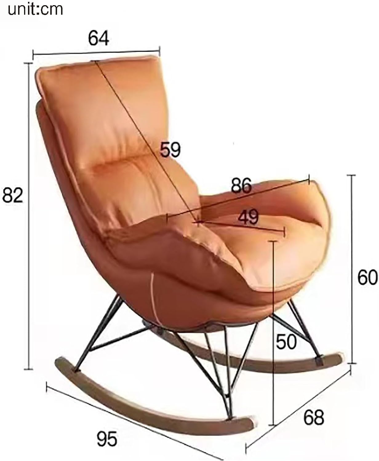 Adjustable 30°-15° Indoor/Outdoor Rocking Chair
