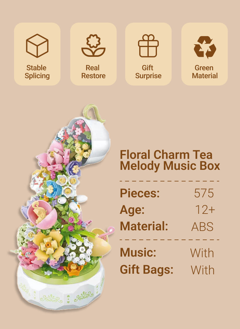 Floral Charm Tea Melody Music Box